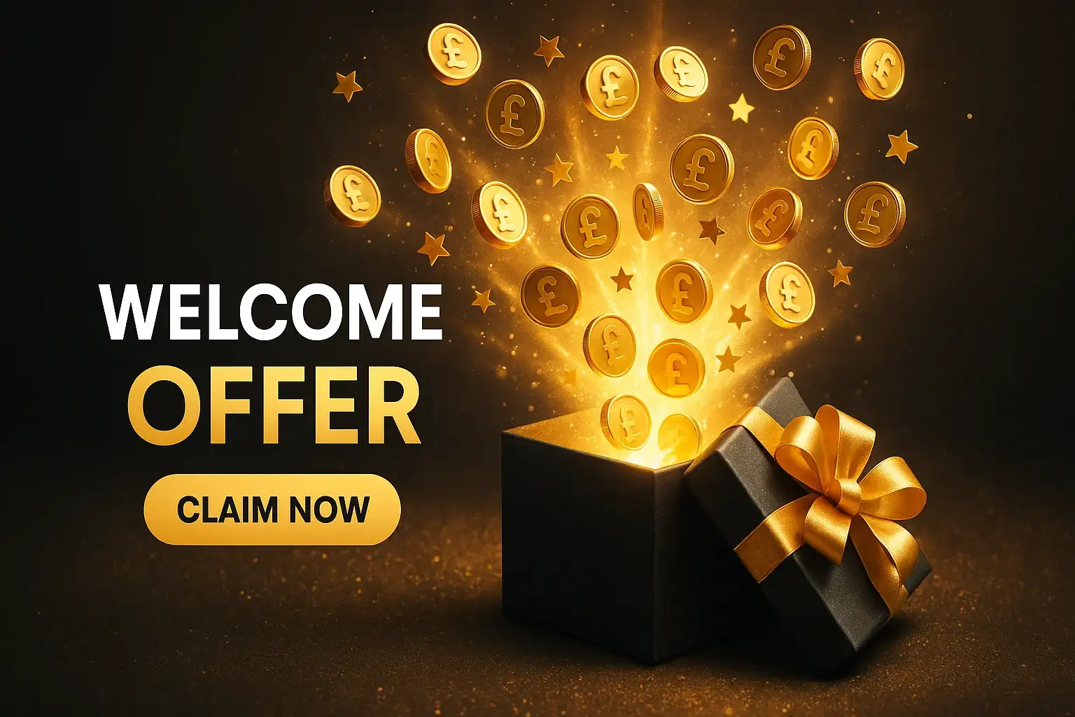 Luxury gift box with pound coins and welcome offer call to action